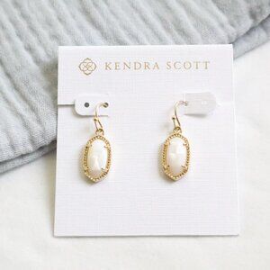 Kendra Scott Lee Gold Drop Earrings Ivory Pearl